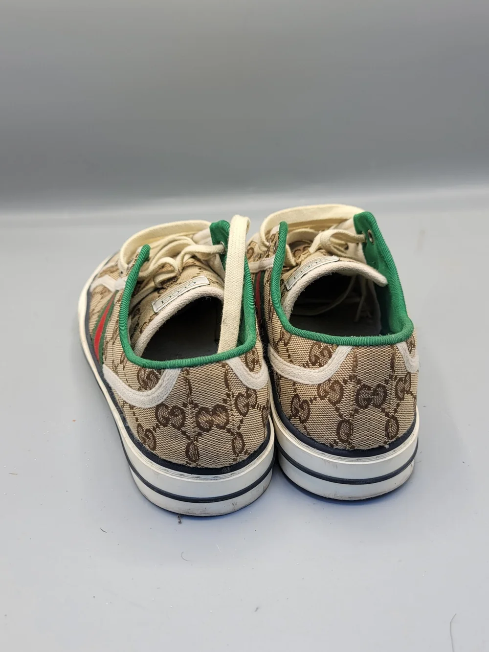 Gucci Tennis 1977 Web GG Monogram Mens Beige White Sneakers